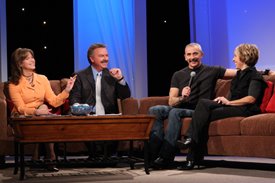 Aaron and Thea Tippin chat with Lorianne and Charlie on the Crook and Chase show on RFD-TV. Copyright Jim Owens Entertainment. Photo by Karen Will Rogers.