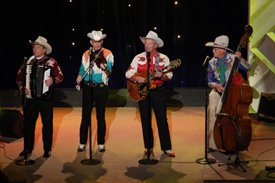 Riders In The Sky perform on the Crook and Chase show on RFD-TV. 
Copyright Jim Owens Entertainment.
Photo by Karen Will Rogers.