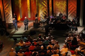 The Bellamy Brothers perform with the Crook and Chase Band on the Crook and Chase show on RFD-TV. 
Copyright Jim Owens Entertainment. Photo by Karen Will Rogers.