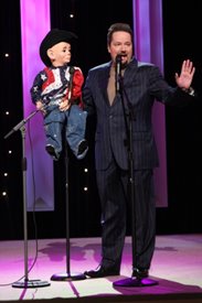 Terry Fator and Walter Airedale perform on the Crook and Chase show on RFD-TV.
Copyright Jim Owens Entertainment.
Photo by Karen Will Rogers.
