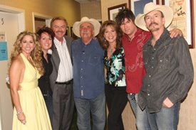 The Bellamy Brothers, Heidi Newfield, Lorianne and Charlie backstage after the Crook and Chase show on RFD-TV. 
Copyright Jim Owens Entertainment. Photo by Karen Will Rogers.