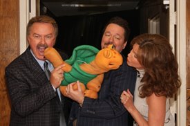 Lorianne and Charlie with Terry Fator and Winston the Impersonating Turtle after the Crook and Chase show on RFD-TV. 
Copyright Jim Owens Entertainment.
Photo by Karen Will Rogers.