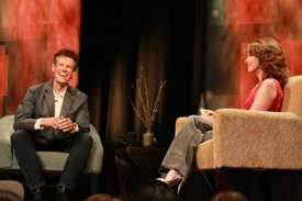 Randy Travis answers questions from the fans and Lorianne on CMA Celebrity Close Up from 2008. Photo by David Vestpie, Copyright 2008 Great American Country.