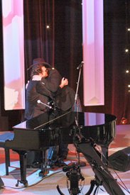 Ronnie Milsap and Trace Adkins hug after their performance together.
CROOK & CHASE ON RFD-TV 
@Jim Owens Entertainment, Inc.
Photo by: Karen Will Rogers