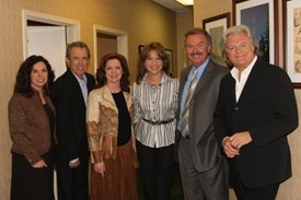 The Whites, Loraianne, Charlie and Ricky Skaggs (left to right) after the Crook and Chase show on RFD-TV.
Copyright Jim Owens Entertainment.
Photo by Karen Will Rogers.