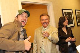Luke Bryan with Charlie backstage. Copyright Jim Owens Entertainment 2008. Photo by Karen Will Rogers.