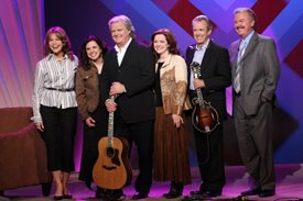 Lorianne and Charlie, Ricky Skaggs and The Whites pose for the audience after the Crook and Chase show on RFD-TV.
Copyright Jim Owens Entertainment.
Photo by Karen Will Rogers.