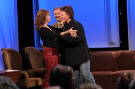 Lorianne and Charlie greet T.G. Sheppard on the Crook and Chase show on RFD-TV.
Copyright Jim Owens Entertainment.
Photo by Karen Will Rogers.