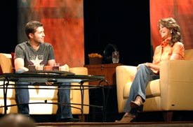 Lorianne Crook interviews Josh Turner on CMA Celebrity Closeup at the Ryman Auditorium during the CMA Music Fest in Nashville, TN. Copyright 2007, Great Amerian Country (GAC). Photographer: Crystal Martin.