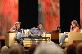 Lorianne Crook interviews Neal McCoy and Charley Pride on CMA Celebrity Closeup at the Ryman Auditorium during the CMA Music Fest in Nashville, TN. Copyright 2007, Great Amerian Country (GAC). Photographer: Crystal Martin.